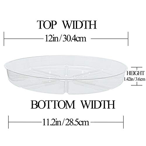 Riefie 12 Pack of 12 Inch Plastic Plant Saucer, Clear Drip Trays f...