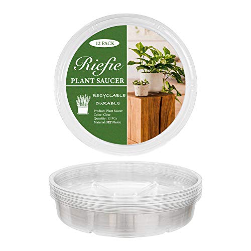 Riefie 12 Pack of 12 Inch Plastic Plant Saucer, Clear Drip Trays f...