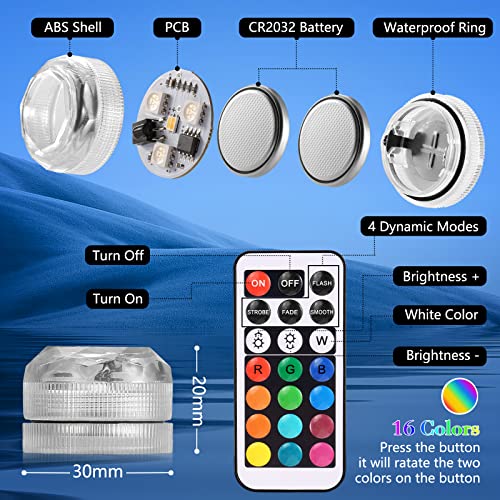Mini Submersible LED Lights, Waterproof LED Tea Lights Candle with...