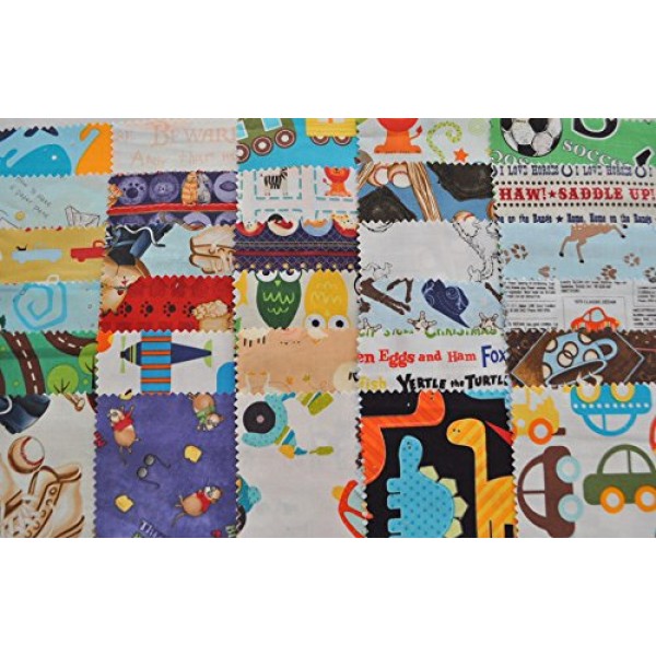 I Spy Novelty Boy Fabric 5 Squares Charm Pack, 30 Different Piece...
