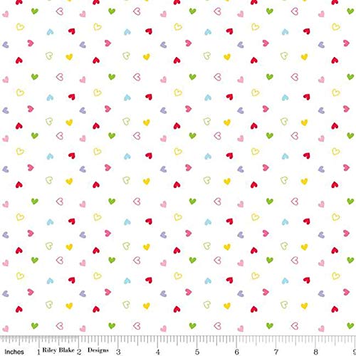 Flannel Once Upon a Time Hearts on White Fabric Riley Blake F7808