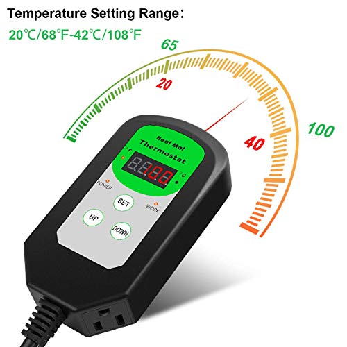 RIOGOO 9.5x20.5 Seedling Heat Mat and Thermostat Controller 68-1...