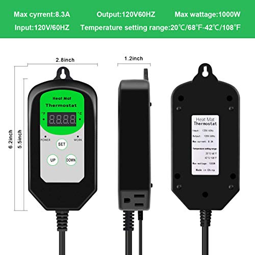 RIOGOO 9.5x20.5 Seedling Heat Mat and Thermostat Controller 68-1...