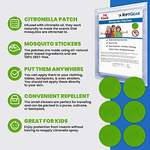 RiptGear Mosquito Patches - 78 Pack of Bug Stickers for Kids and A...