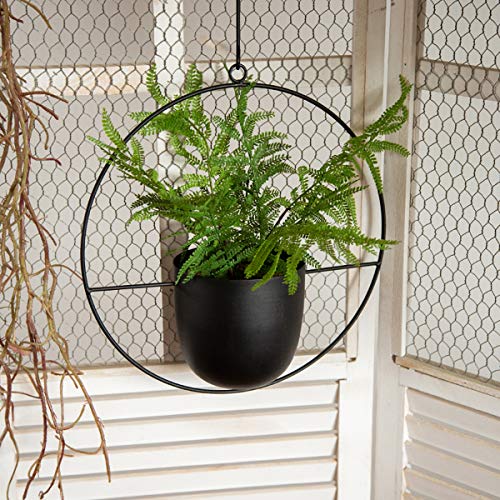 RISEON Boho Black Metal Plant Hanger,Metal Wall and Ceiling Hangin...
