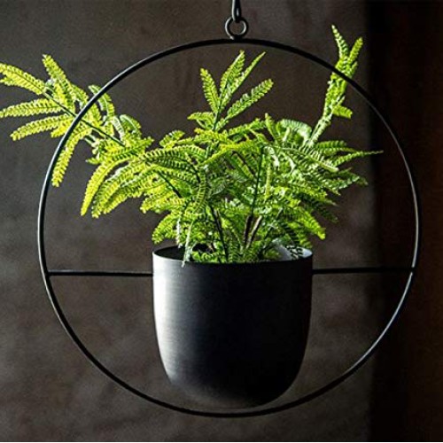 RISEON Boho Black Metal Plant Hanger,Metal Wall and Ceiling Hangin...