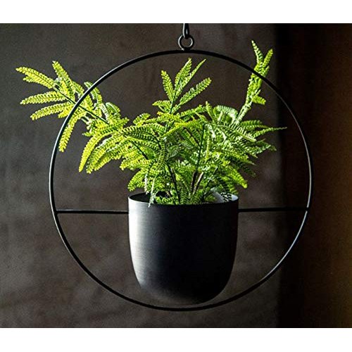 RISEON Boho Black Metal Plant Hanger,Metal Wall and Ceiling Hangin...