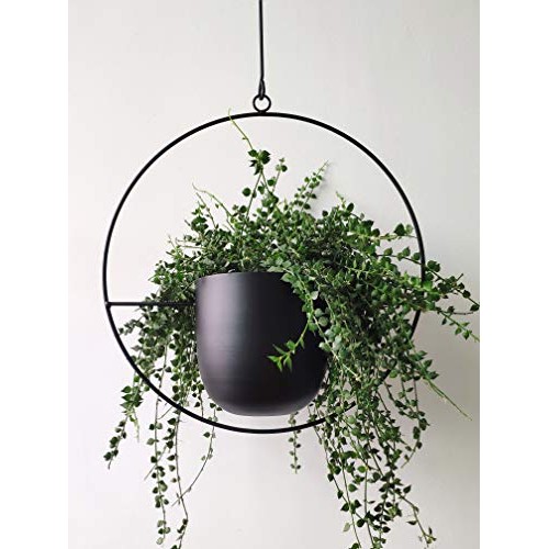 RISEON Boho Black Metal Plant Hanger,Metal Wall and Ceiling Hangin...