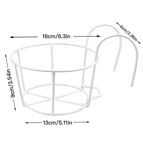 4 Pack Round Hanging Railing Planters, Flower Pot Holders, Metal P...