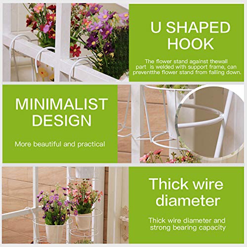 4 Pack Round Hanging Railing Planters, Flower Pot Holders, Metal P...