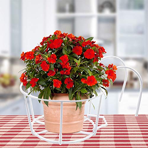 4 Pack Round Hanging Railing Planters, Flower Pot Holders, Metal P...