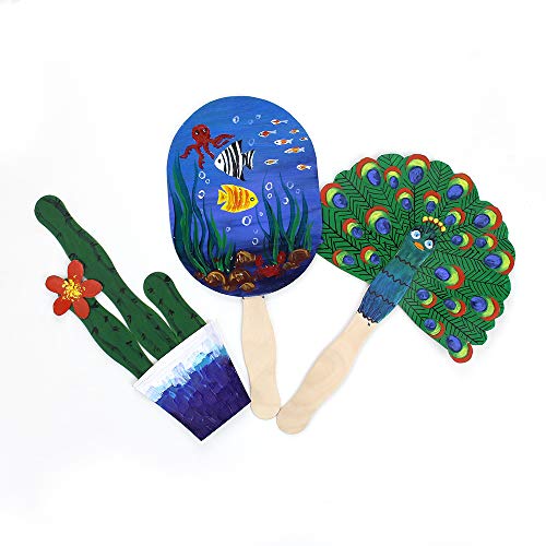 RIVERKING 200pcs,8,Craft Sticks,Wooden Fans Sticks,Handle Natural...