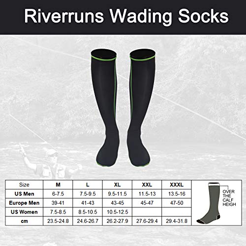 Riverruns Frictionless Wading Socks, Lightweight Wet-Suit Wader So...