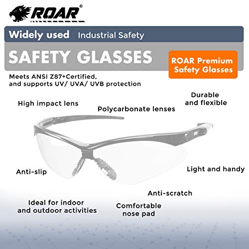 ROAR Clear Premium Safety Glasses 6 pairs per box Eyewear Protecti...