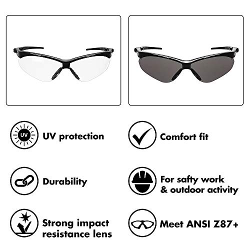 ROAR Smoke Premium Safety Glasses 6 pairs per box Eyewear Protecti...