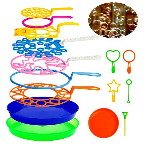 Roberly Bubble Wands Set, 15 Pack Big Bubble Wand Toy Set with Tra...