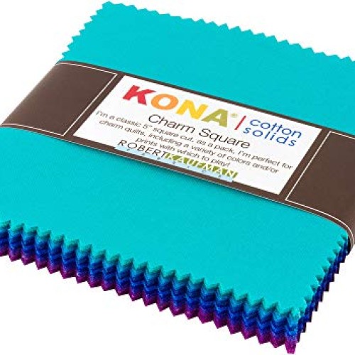 Kona Cotton Solids Peacock Charm Square 42 5-inch Squares Charm Pa...