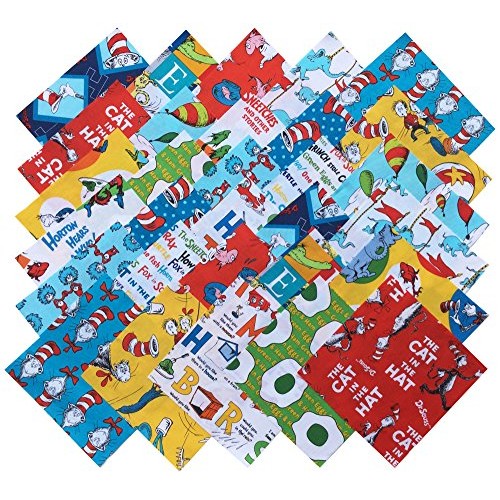 Robert Kaufman DR SEUSS FAVORITES RETURNS Precut 6.5-inch Cotton F...