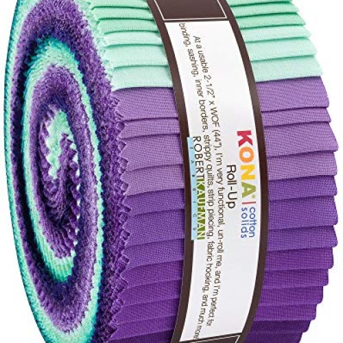 Robert Kaufman Kona Cotton Solids Aurora Roll Up 2.5 Precut Cotto...