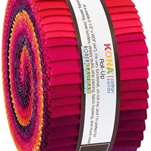 Robert Kaufman Kona Cotton Solids Birds of Paradise Roll Up 2.5 P...