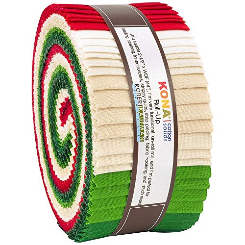Robert Kaufman Kona Cotton Solids Holiday Roll Up 2.5 Precut Cott...