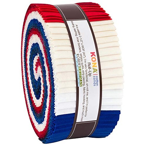 Robert Kaufman Kona Cotton Solids Patriotic Roll Up 2.5 Precut Co...