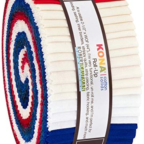 Robert Kaufman Kona Cotton Solids Patriotic Roll Up 2.5 Precut Co...