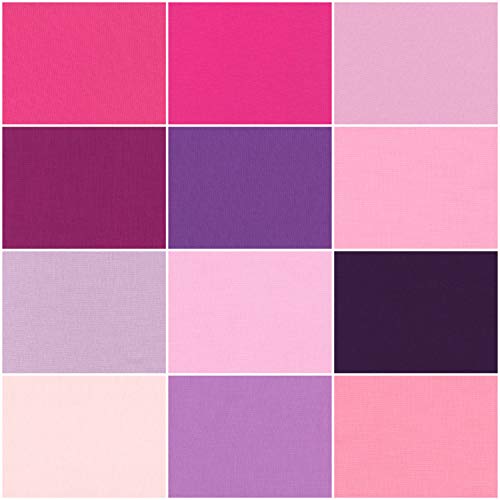Robert Kaufman Kona Cotton Solids Wildberry Fat Quarter Bundle 12 ...