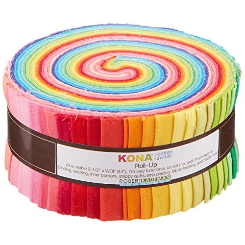 2-1/2inch Strips Roll Up Kona Cotton Solids New Bright Palette 41Pcs
