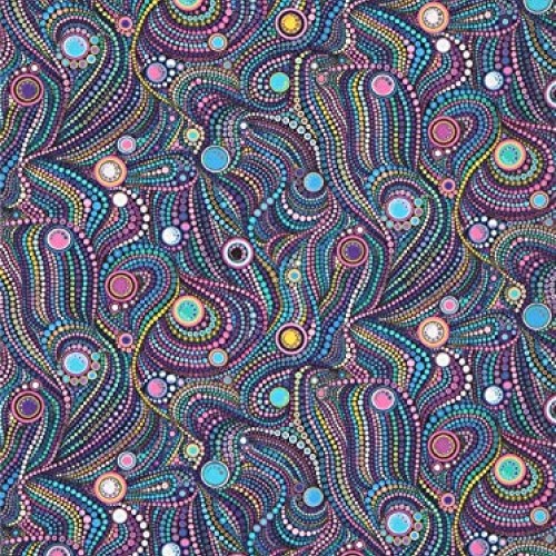 Kaufman Effervescence Digital Dots Mardi Gras Fabric by The Yard