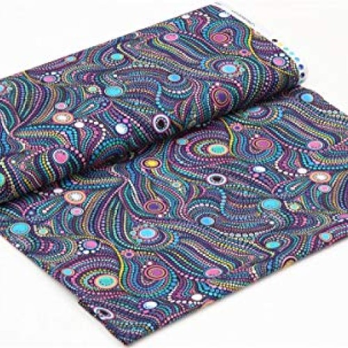 Kaufman Effervescence Digital Dots Mardi Gras Fabric by The Yard
