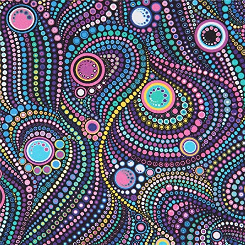 Kaufman Effervescence Digital Dots Mardi Gras Fabric by The Yard
