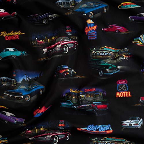 Kaufman On The Road Vintage Cars Retro Fabric by The Yard