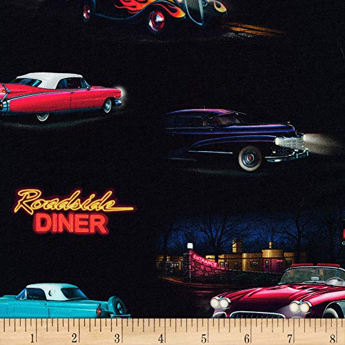 Kaufman On The Road Vintage Cars Retro Fabric by The Yard