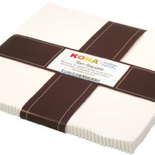Kona Cotton SOLIDS SNOW Layer Cake 10 Fabric Quilting Squares Rob...