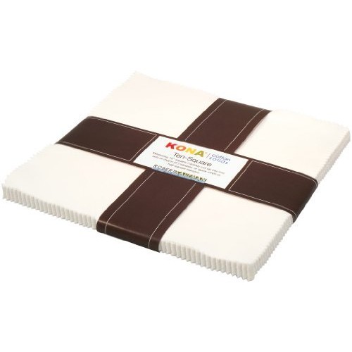 Kona Cotton SOLIDS SNOW Layer Cake 10 Fabric Quilting Squares Rob...