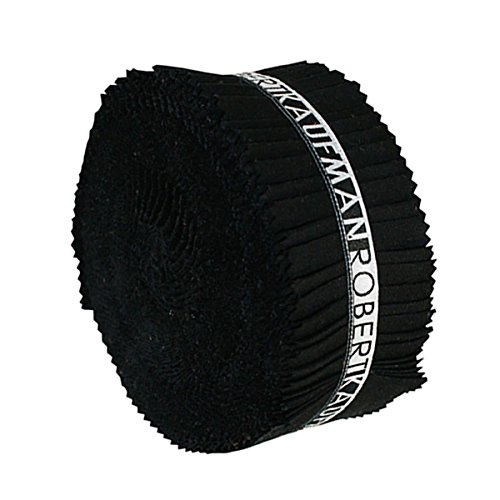 Robert Kaufman 2-1/2in Strips Roll Up Kona Solids Black Colorway 4...