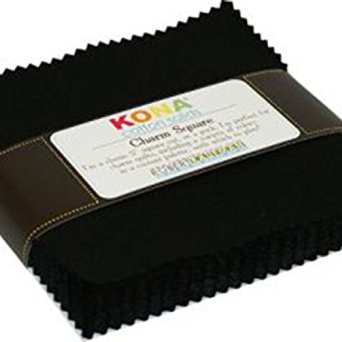 Robert Kaufman 5in Squares Kona Solids Black Colorway 42Pcs