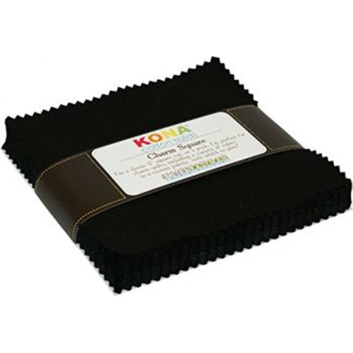 Robert Kaufman 5in Squares Kona Solids Black Colorway 42Pcs