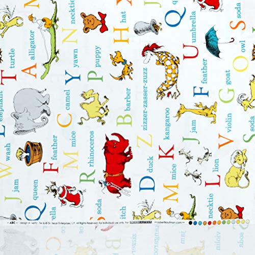 Robert Kaufman Dr. Seuss ABC Alphabet Words Adventure Fabric By Th...