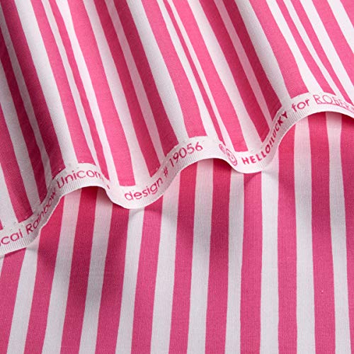 Robert Kaufman Kaufman Magical Rainbow Unicorns Stripes Pink Fabric
