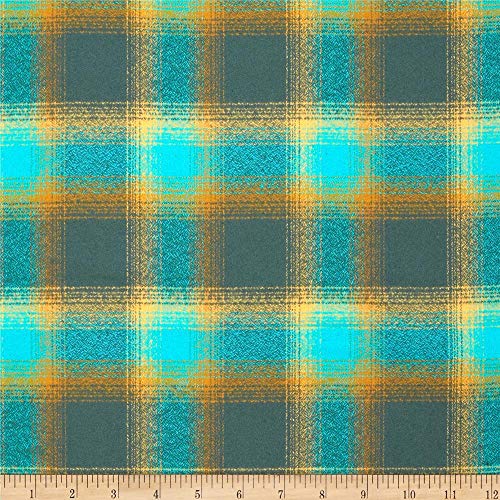 Robert Kaufman Kaufman Mammoth Flannel Plaid Lagoon Fabric By The ...