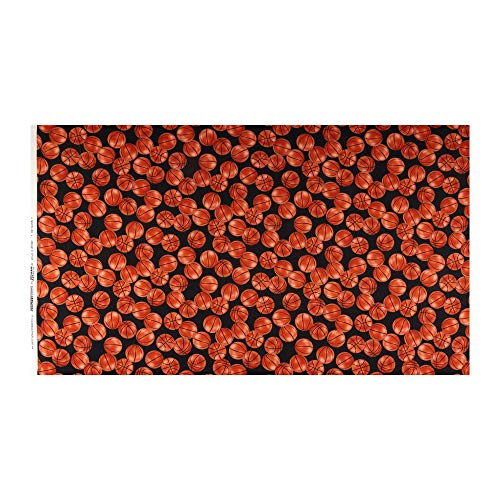Robert Kaufman Kaufman Sports Life 5 Basketballs Black Fabric
