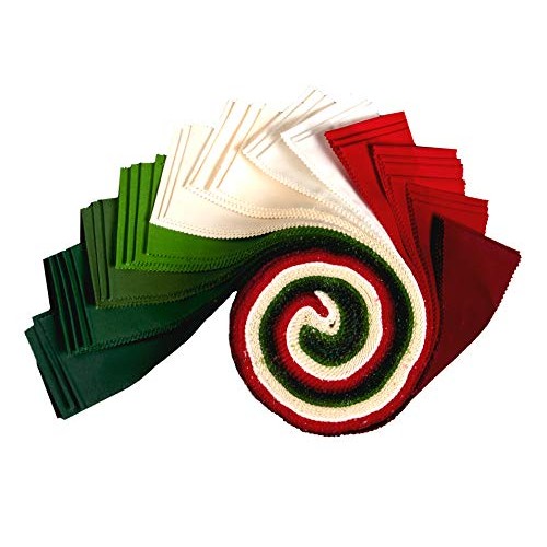 Robert Kaufman Kona Cotton 2.5 Roll Ups 40 Piece Fabric, Holiday
