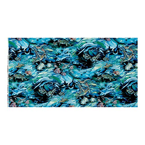 Robert Kaufman North American Wildlife Swimming Fish Ocean Fabric ...