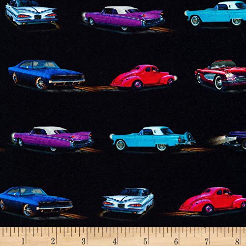 Robert Kaufman On The Road Cars Retro Fabric Fabric by the Yard