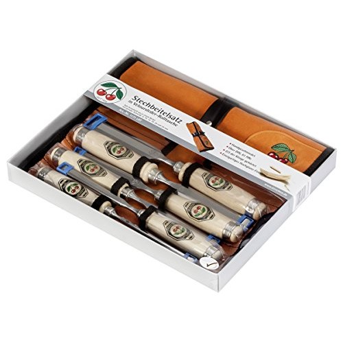 Two Cherries 500-1575 6-Piece Chisel Set with Custom Leather Roll