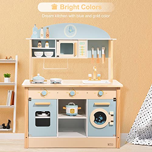 ROBUD Wooden Play Kitchen Set for Kids Toddlers, Toy Kitchen Gift ...