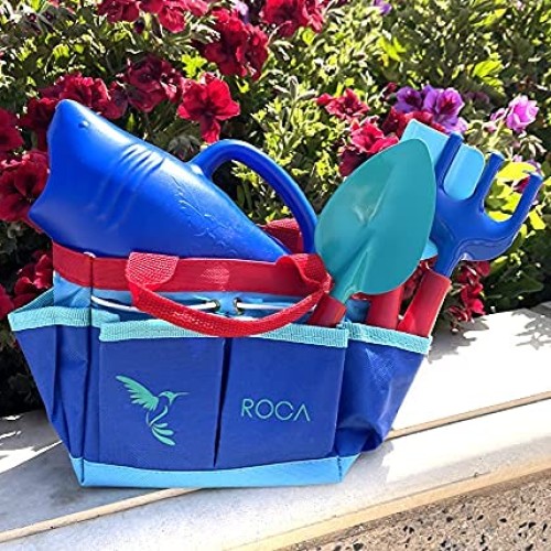 Kids Gardening Tools with Shark Watering Can and Kids Gardening Gl...