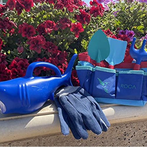 Kids Gardening Tools with Shark Watering Can and Kids Gardening Gl...